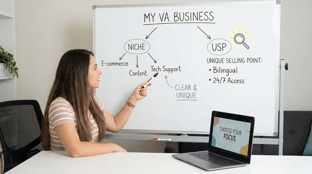 Choose a clear VA niche and unique selling point