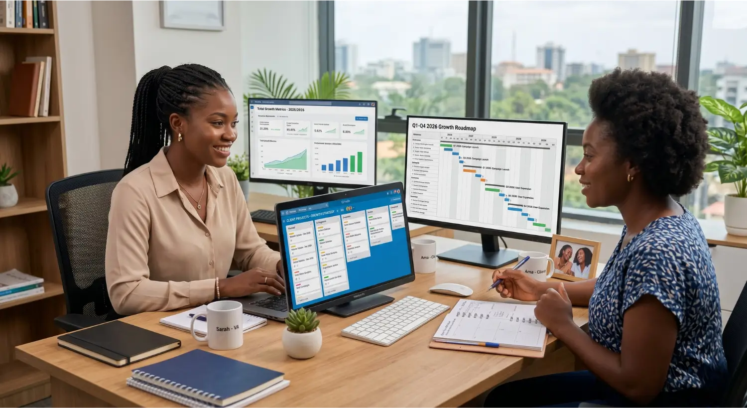 Virtual assistant and client building a long-term professional partnership