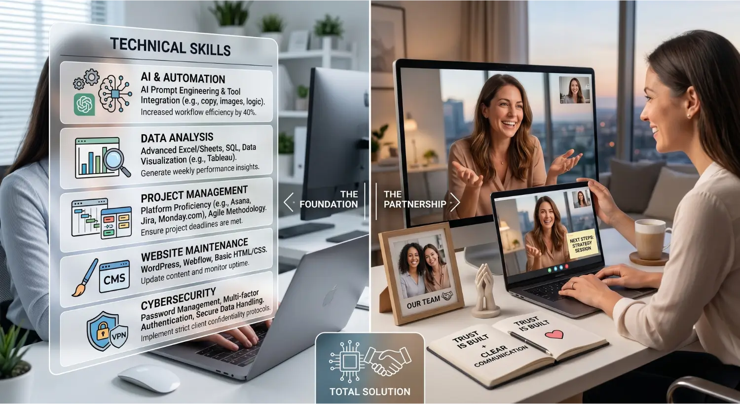Comparison between technical skills and personal traits in virtual assistants
