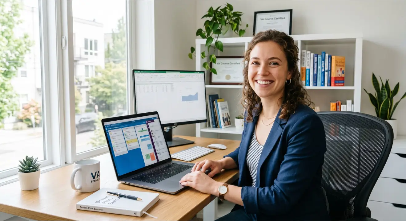 Aspiring virtual assistant starting a flexible remote career from home