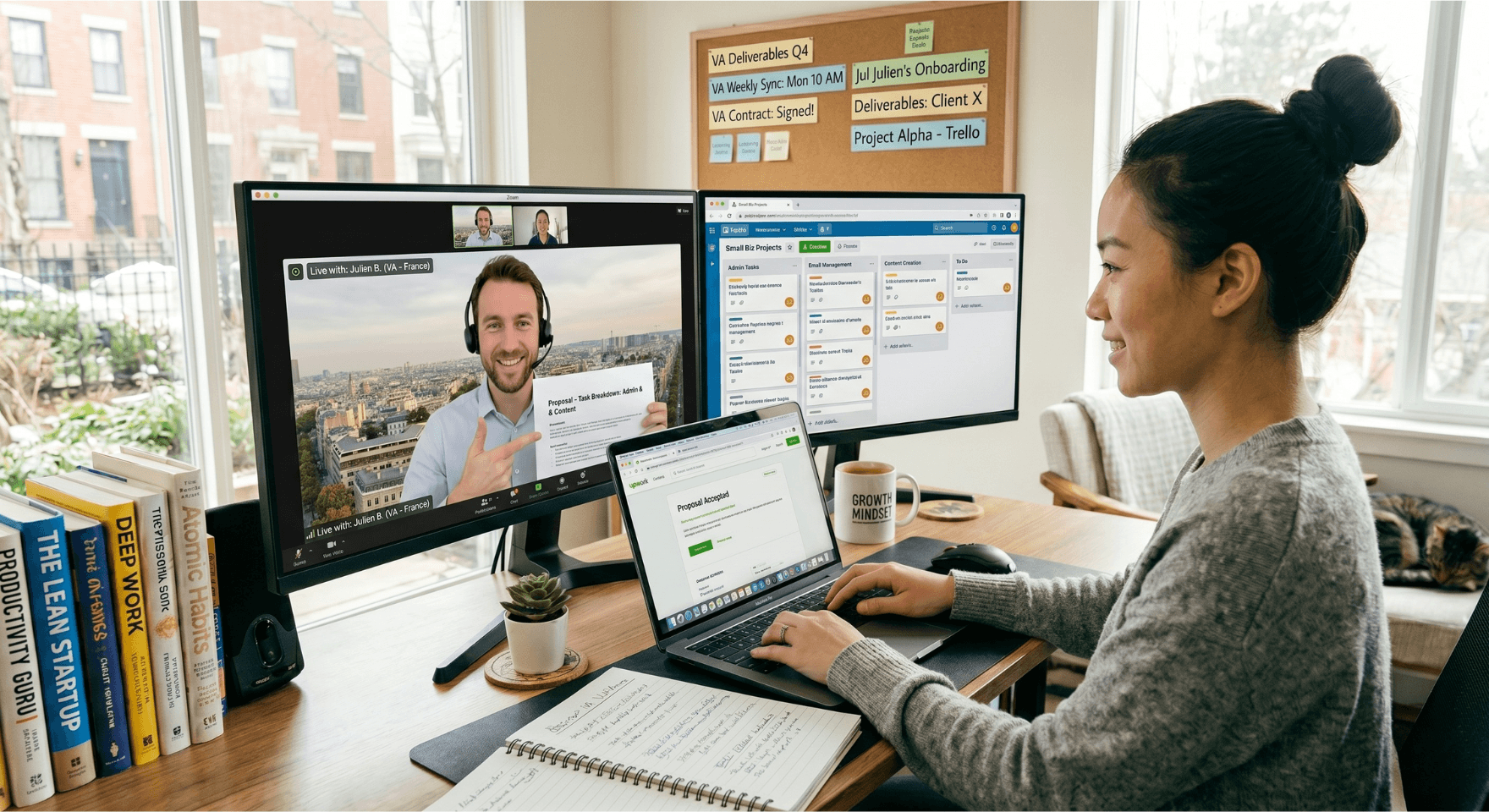 Business owner choosing a beginner virtual assistant for support