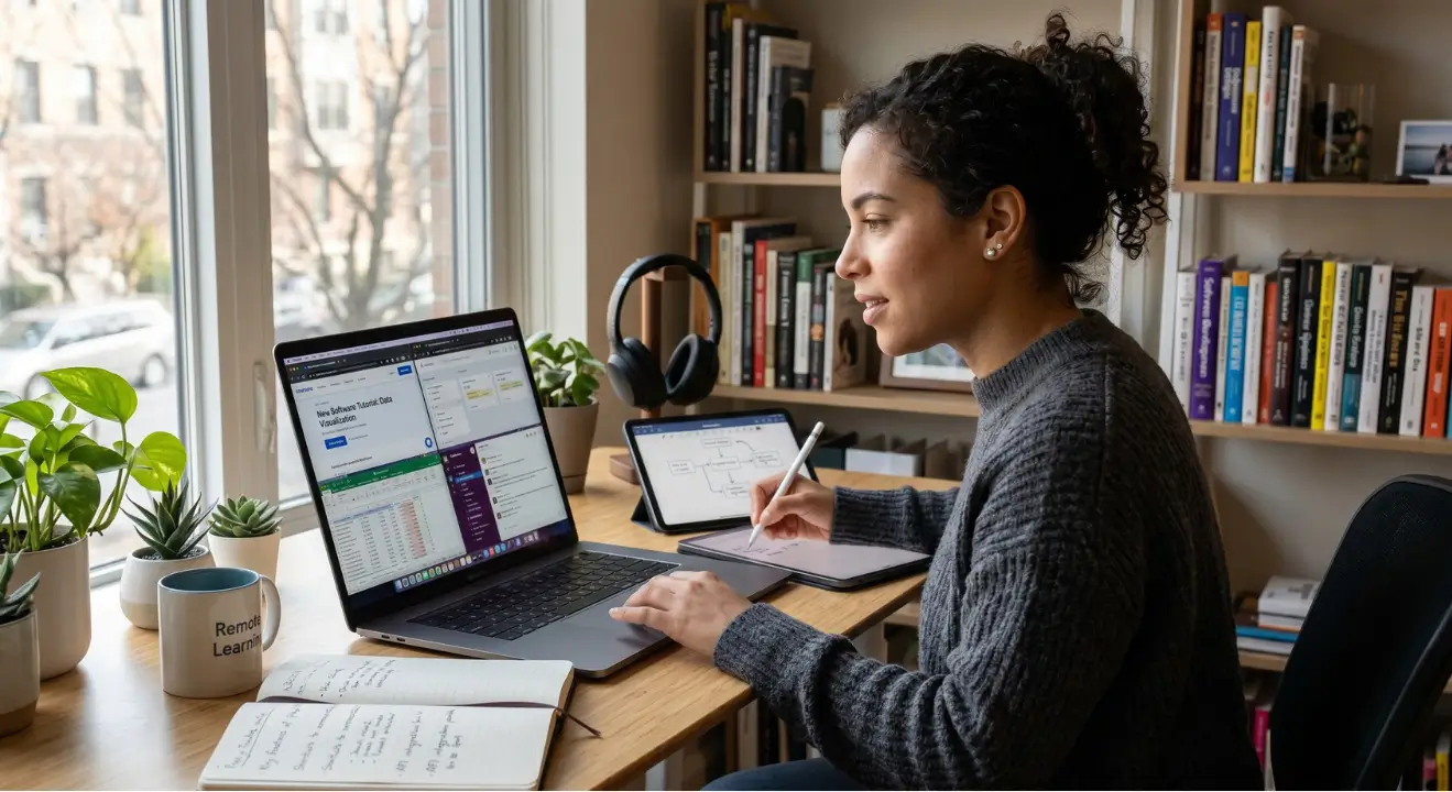 Virtual assistant learning new productivity and business software quickly