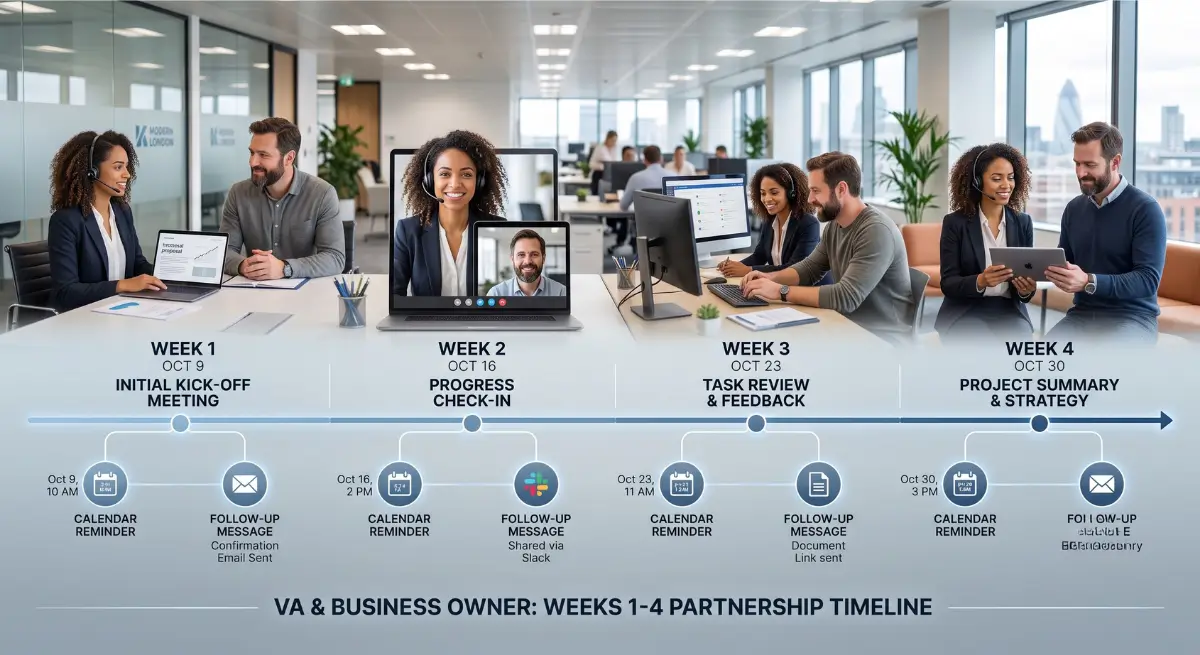 Virtual Assistant nurturing client relationships through multiple conversations before securing new business.