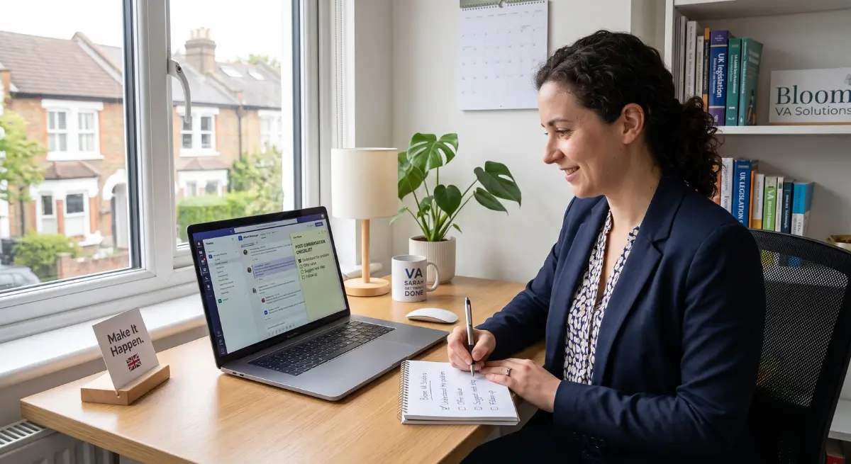 Virtual Assistant reviewing client conversations to improve conversion rates through better communication and follow-up.