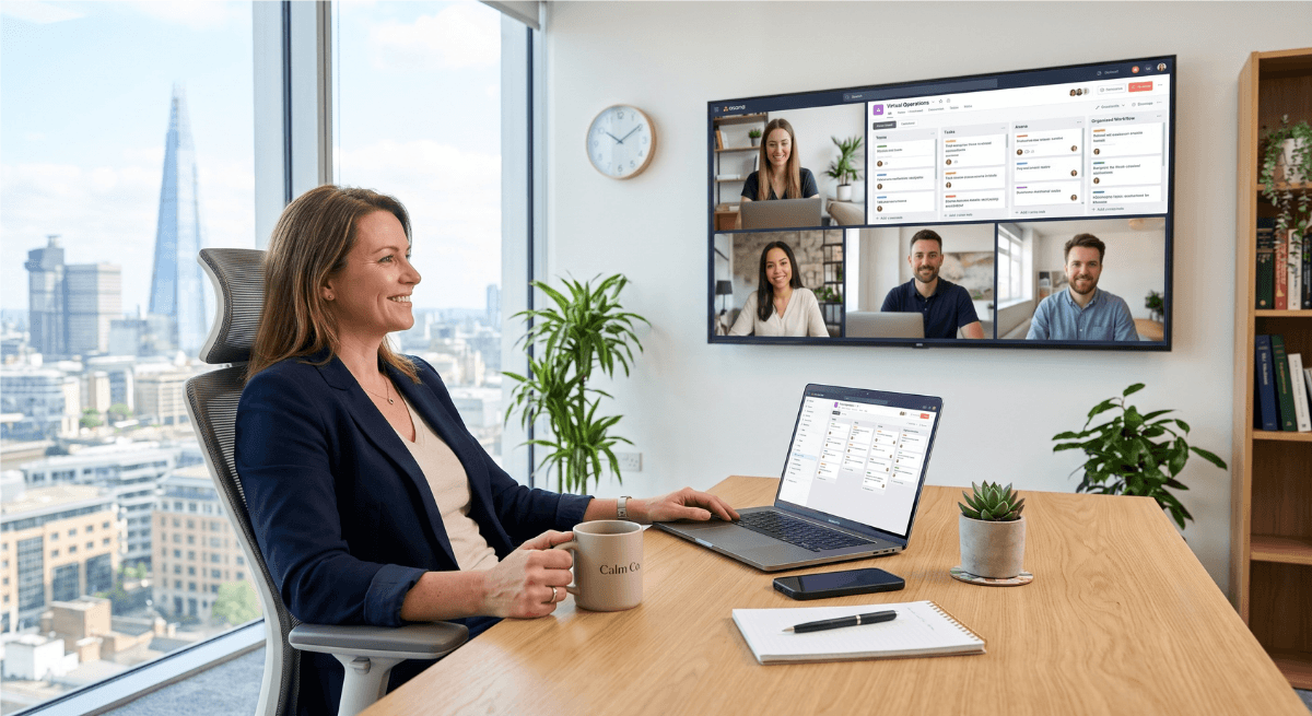 Business owner feeling less stressed after hiring a virtual assistant team